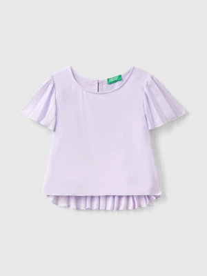 Benetton, Blouse With Pleated Details, size M, Lilac, Kids United Colors of Benetton