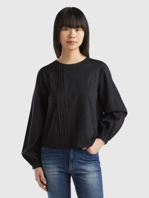 Benetton, Blouse With Pleats In Viscose Blend, size XS, Black, Women United Colors of Benetton