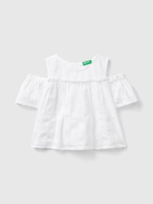 Benetton, Blouse With Rouches, size M, White, Kids United Colors of Benetton