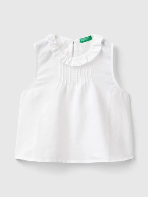 Benetton, Blouse With Ruffle Collar, size 110, White, Kids United Colors of Benetton