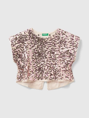 Benetton, Blouse With Sequins, size 2XL, Beige, Kids United Colors of Benetton