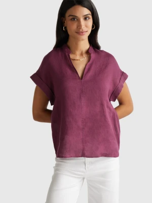 Benetton, Blouse With V-neck, Size: XXS, Plum, Women United Colors of Benetton