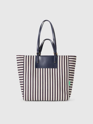 Benetton, Blue And White Striped Tote Bag, size OS, Blue, Women United Colors of Benetton