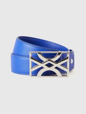 Benetton, Blue Belt With Logo Buckle, size L, Bright Blue, Women United Colors of Benetton