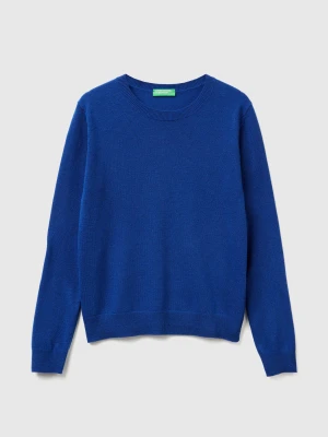 Benetton, Blue Crew Neck Sweater In Merino Wool, Size: XXS, Blue, Women United Colors of Benetton