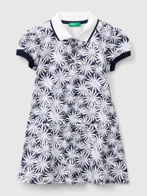 Benetton, Blue Polo-style Dress With Floral Print, size 104, Blue, Kids United Colors of Benetton
