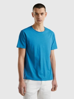 Benetton, Blue T-shirt In Slub Cotton, size L, Blue, Men United Colors of Benetton