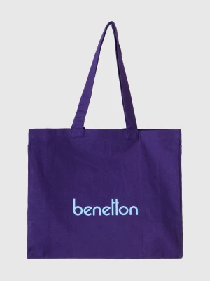 Benetton, Blue Tote Bag In Pure Cotton, size OS, Blue, Women United Colors of Benetton