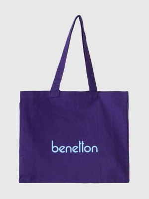 Benetton, Blue Tote Bag In Pure Cotton, size OS, Blue, Women United Colors of Benetton