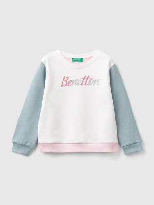 Benetton Bluza w kolorze błękitno-biało-jasnoróżowym rozmiar: 116