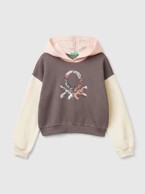 Benetton Bluza w kolorze brązowo-kremowo-pomarańczowym rozmiar: 140