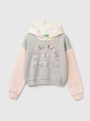Benetton Bluza w kolorze szaro-jasnoróżowo-kremowym rozmiar: 150