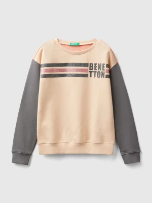 Benetton Bluza w kolorze szaro-pomarańczowo-beżowym rozmiar: 150