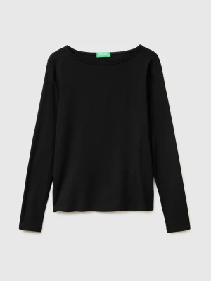 Benetton, Boat-neck T-shirt, Size: XS, Black, Women United Colors of Benetton
