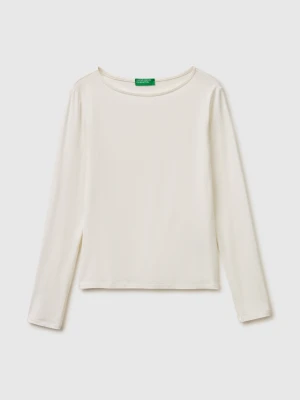 Benetton, Boat-neck T-shirt, Size: XS, Creamy White, Women United Colors of Benetton