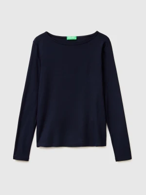 Benetton, Boat-neck T-shirt, Size: XS, Dark Blue, Women United Colors of Benetton