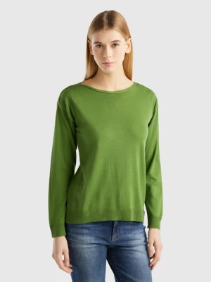 Benetton, Boat Neck Sweater, size L, Military Green, Women United Colors of Benetton