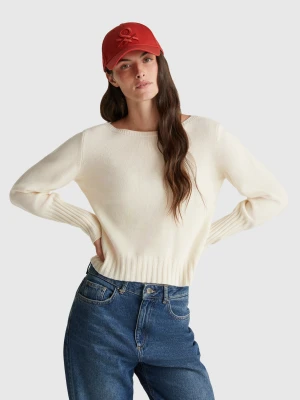 Zdjęcie produktu Benetton, Boat Neck Sweater, Size: L, Creamy White, Women United Colors of Benetton