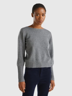 Benetton, Boat Neck Sweater, size M, Dark Gray, Women United Colors of Benetton