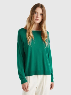 Benetton, Boat Neck Sweater, size M, Dark Green, Women United Colors of Benetton