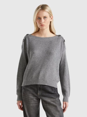 Benetton, Boat Neck Sweater, size M, Gray, Women United Colors of Benetton