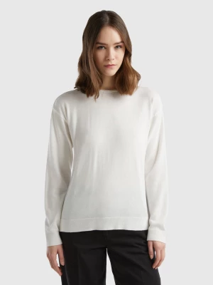 Benetton, Boat Neck Sweater, size S, Creamy White, Women United Colors of Benetton