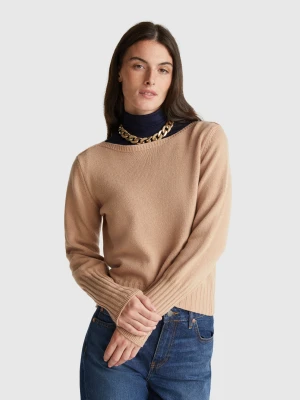 Benetton, Boat Neck Sweater, size XL, Camel, Women United Colors of Benetton