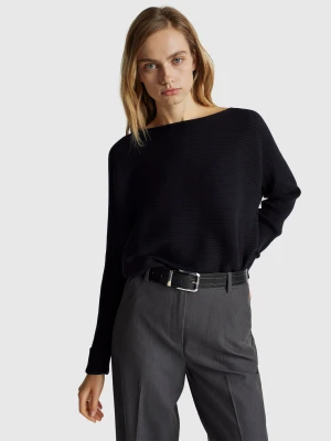 Benetton, Boat Neck Sweater, Size: XS, Black, Women United Colors of Benetton