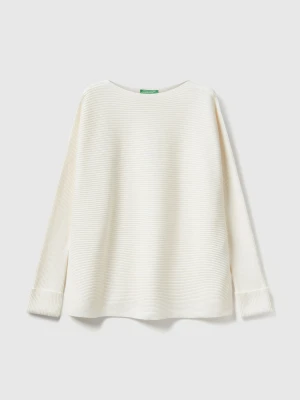 Benetton, Boat Neck Sweater, Size: XS, Creamy White, Women United Colors of Benetton