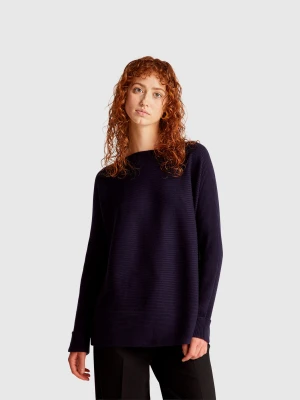 Benetton, Boat Neck Sweater, Size: XS, Dark Blue, Women United Colors of Benetton