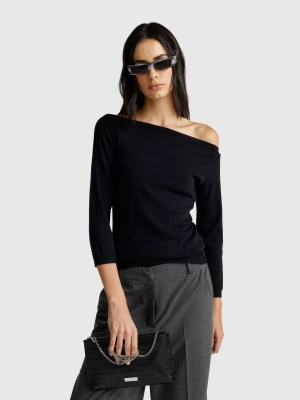 Benetton, Boat Neck Sweater, size XXS, Black, Women United Colors of Benetton