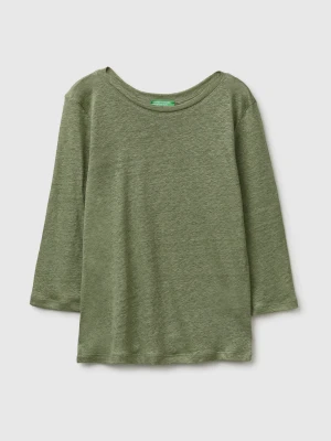 Benetton, Boat-neck T-shirt In Pure Linen, Size: XS, Women United Colors of Benetton