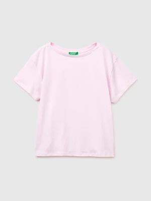 Benetton, Boat-neck T-shirt, Size: XXS, Soft Pink, Women United Colors of Benetton