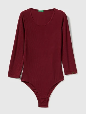 Benetton, Bodysuit In Stretch Viscose, Size: XXS, Burgundy, Women United Colors of Benetton