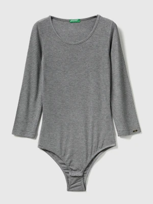 Benetton, Bodysuit In Stretch Viscose, Size: XXS, Dark Gray, Women United Colors of Benetton