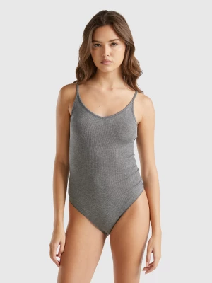 Benetton, Bodysuit In Sustainable Viscose, size L, Dark Gray, Women United Colors of Benetton