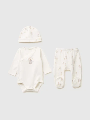 Benetton, Bodysuit, Leggings And Hat Set, Creamy White, Kids United Colors of Benetton