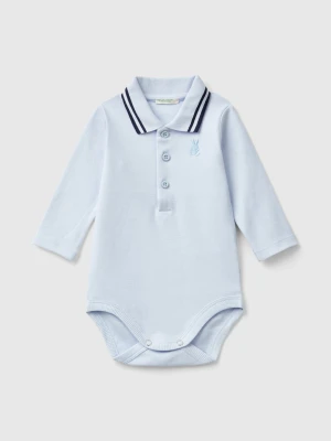 Benetton, Bodysuit Polo In Organic Cotton, size 82, Sky Blue, Kids United Colors of Benetton