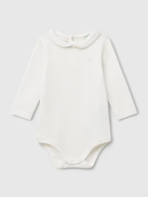 Benetton, Bodysuit With Collar In Cotton, size 82, Creamy White, Kids United Colors of Benetton