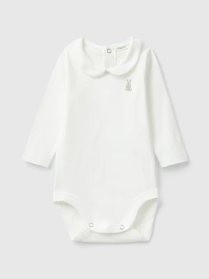 Benetton, Bodysuit With Collar In Organic Cotton, size 82, Creamy White, Kids United Colors of Benetton