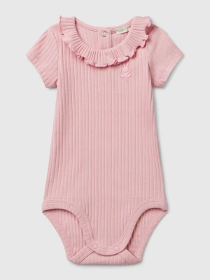 Benetton, Bodysuit With Collar In Stretch Cotton, size 82, Pink, Kids United Colors of Benetton