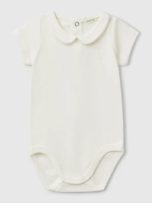 Benetton, Bodysuit With Cotton Collar, size 82, Creamy White, Kids United Colors of Benetton