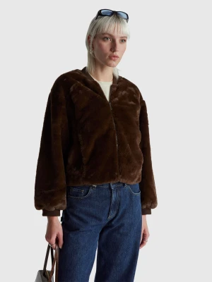 Benetton, Bomber In Faux Fur, Size: XS, Brown, Women United Colors of Benetton