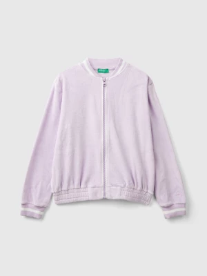 Benetton, Bomber Style Sweatshirt In Chenille, size M, Lilac, Kids United Colors of Benetton