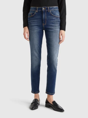 Benetton, Bootcut Jeans In Recycled Cotton Blend, size 35, Dark Blue, Women United Colors of Benetton