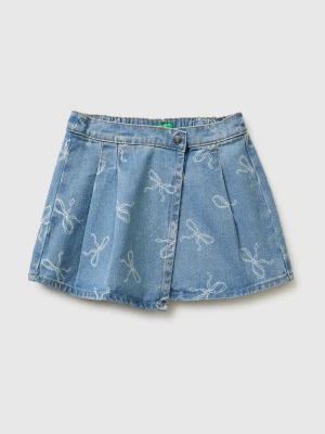 Benetton, Bow Print Denim Skirt, Size: 116, Light Blue, Kids United Colors of Benetton
