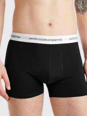 Benetton, Boxers In Stretch Cotton, size XL, Black, Men United Colors of Benetton