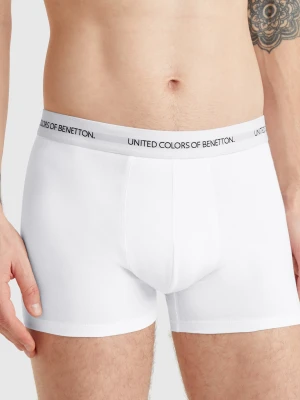 Benetton, Boxers In Stretch Organic Cotton, size XL, White, Men United Colors of Benetton