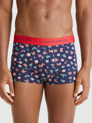 Benetton, Boxers With Christmas Print, Size: XL, Dark Blue, Men United Colors of Benetton