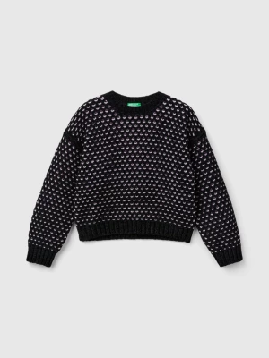 Benetton, Boxy Fit Chenille Sweater, size 2XL, Black, Kids United Colors of Benetton